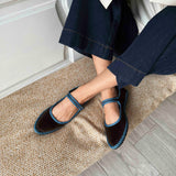 Merceditas Marrón cinta azul