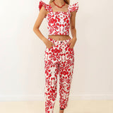 Pantalón Rover Blomster Rojo