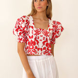 Blusa Silta Blomster Rojo