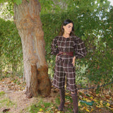 Chaqueta corta Essan Escocés Marrón