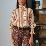 Camisa Lewa Lineas Naranja