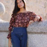 Bluse Neen Damast Bordeaux