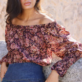 Bluse Neen Damast Bordeaux