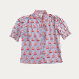 Camisa Frill Rayas Azul
