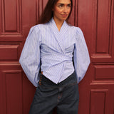 Camisa Koci Azul Rayas Blancas