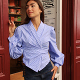 Camisa Koci Azul Rayas Blancas