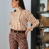 Camisa Lewa Lineas Naranja