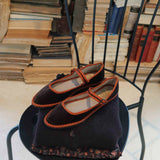 Merceditas Marrón cinta naranja