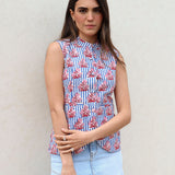 Chaleco Pert Rayas Azul