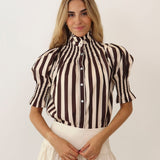Camisa Ruché Rayas Marrón
