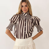 Camisa Ruché Rayas Marrón