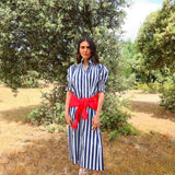 Vestido Ruché Rayas Marino