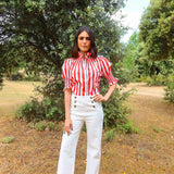 Camisa Ruché Rayas Rojo
