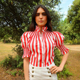 Camisa Ruché Rayas Rojo