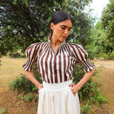 Camisa Ruché Rayas Marrón