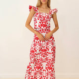 Falda Mytisk Blomster Rojo
