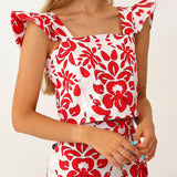 Top Ensa Blomster Rojo