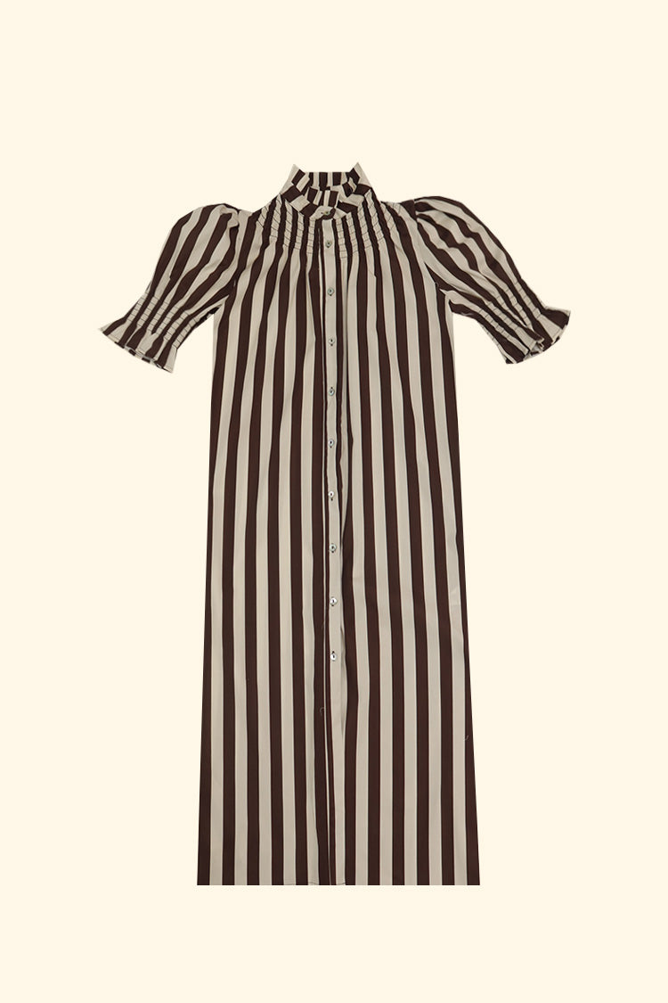 Brown Striped Ruched Dress – ZÚA