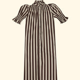 Brown Striped Ruched Dress