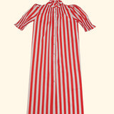 Vestido Ruché Rayas Rojo