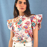 Camisa Selen Blooms Blanco