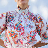 Camisa Ruché Blooms Blanco