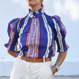 Camisa Ruché Rayas Malva