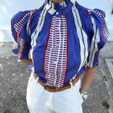 Camisa Ruché Rayas Malva