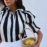 Camisa Ruché Rayas Negro