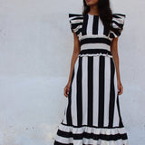 Vestido Snap Rayas Negro