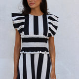 Vestido Snap Rayas Negro