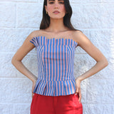 Top Lewens Azul rayas rojas