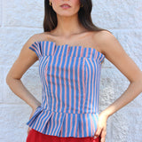 Top Lewens Azul rayas rojas