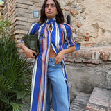 Vestido Ruché Rayas Malva
