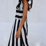 Vestido Snap Rayas Negro